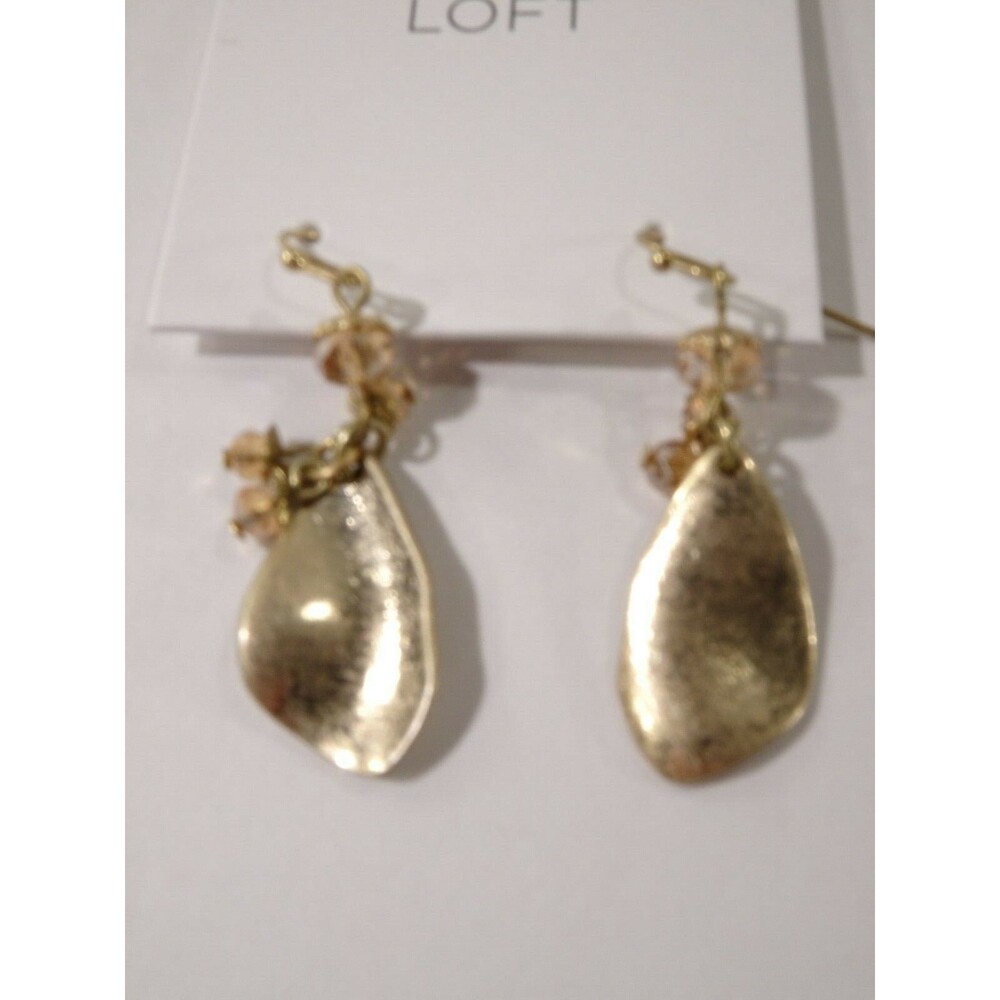 Ann Taylor Loft Women's Metallic Petal drop bead earrings GOLD NWT 24.50 - Picture 4 of 4